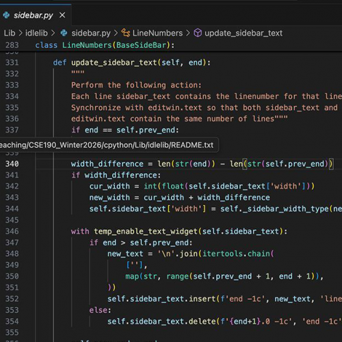 A sample of code that students worked on in the study.