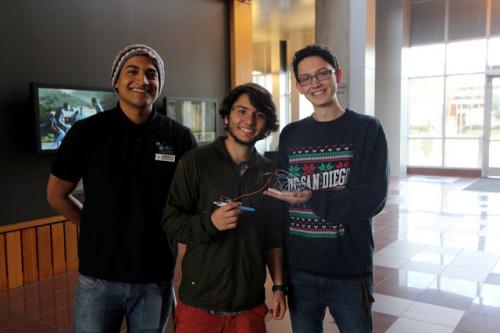 Gustavo Umbelino (far right), Class of &#039;18, and his colleagues from Math (Rodolfo Flores) and Bioengineering (Alfredo Lucas)