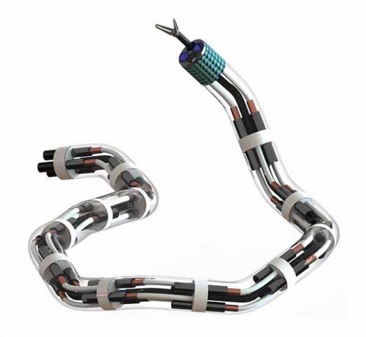 Snake-like robot for navigating within the human body for minimally-invasive surgery. Photo by Michael Yip.