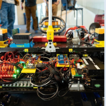 A variety of student robotics projects were on display at the UC San Diego Contextual Robotics Institute's forum, such as this remote-controlled car. Photos by Alex Matthews/Qualcomm Institute