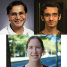 CSE authors include (first row:l to r):  Professor Vineet Bafna, senior author, Ph.D. student Mehrdad Bakhtiari, the paper’s first author, and (second row) Melissa Gymrek, assistant professor in CSE and the School of Medicine